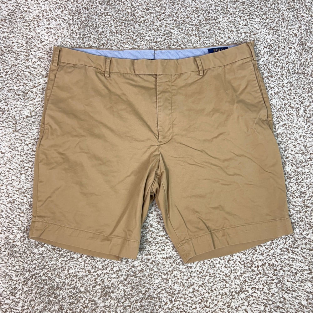 Polo Ralph Lauren Shorts Mens 38 Tan Slim Fit Stretch Chino Flat Front Preppy